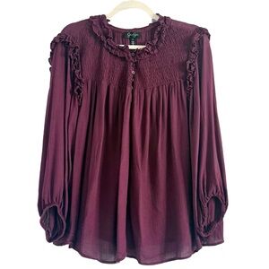 Jessica Simpson Purple Burgundy Blouse 1X